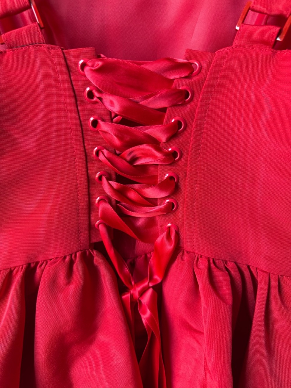 SUGAR THRILLZ Magic Moves Red Corset Mini Dress Balletcore Party Vamp Coquette M - Picture 3 of 6